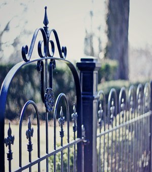 a decorative, back steel handrail installed for a home